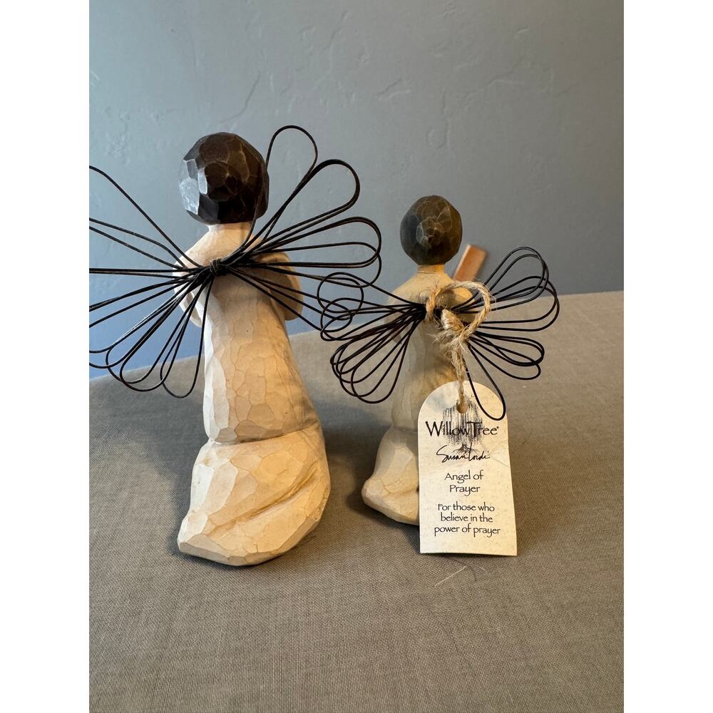 Willow Tree Figurines "Angel of Prayer" 2 Angels Kneeling in Prayer 1999 - Picture 2 of 4